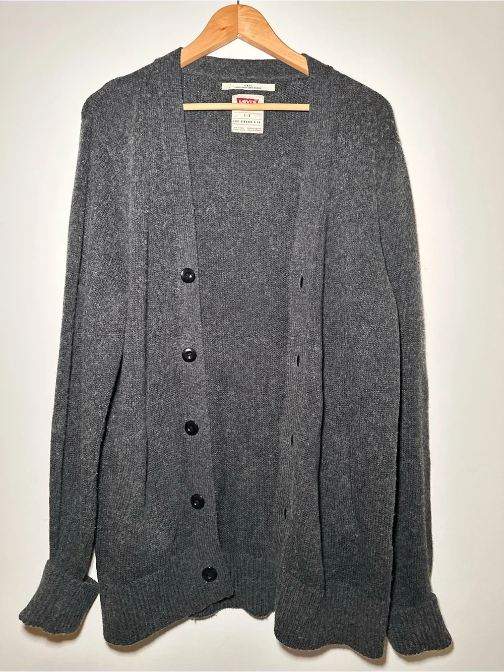 Levi's Men's Dark Gray V-Neck Button Cardigan